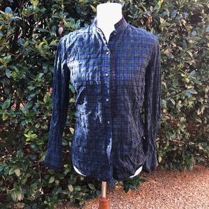J. McLaughlin Ria Plaid Blouse EUC